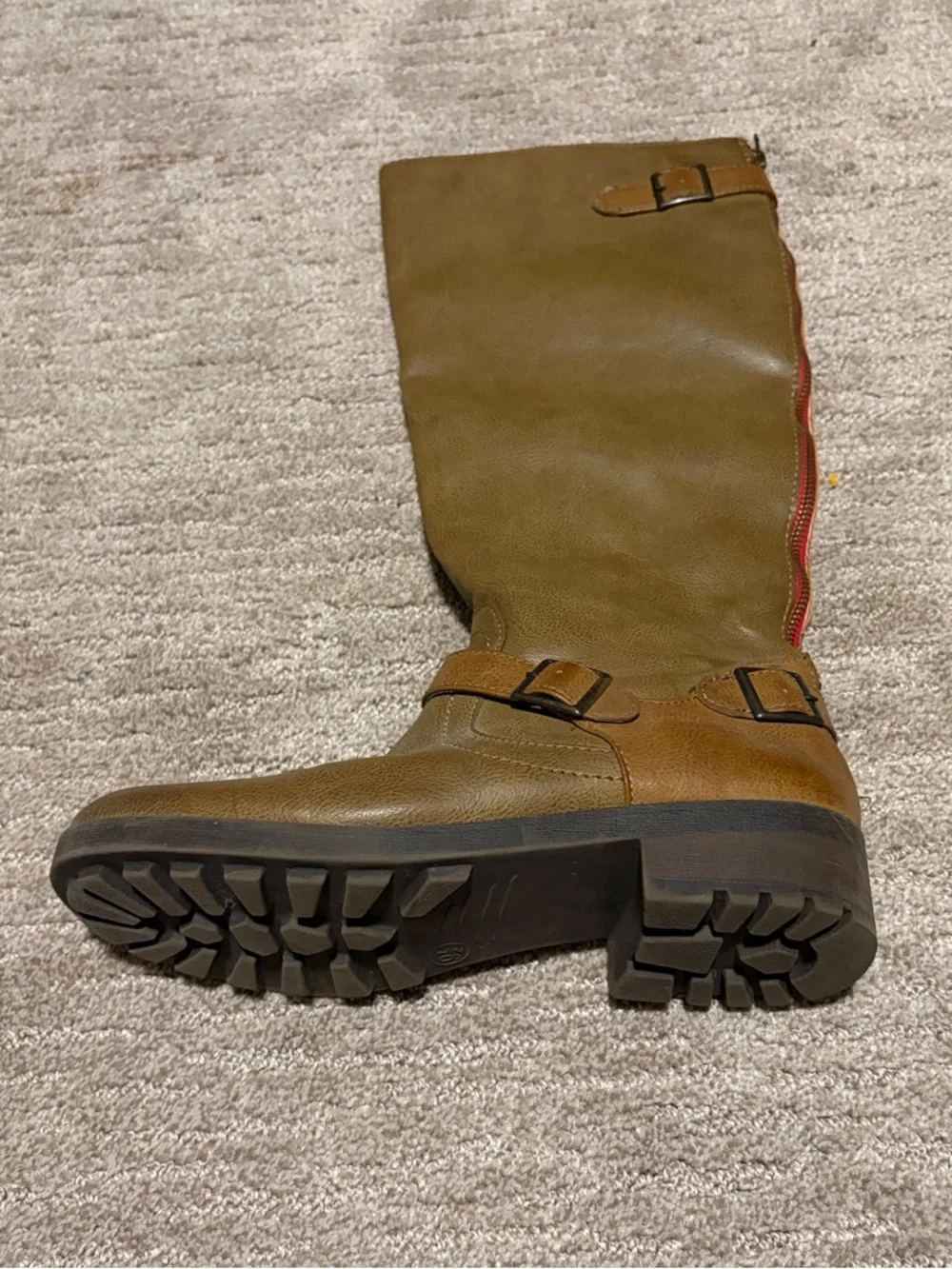 Classic Knee-High Riding Boots in Olive Brown